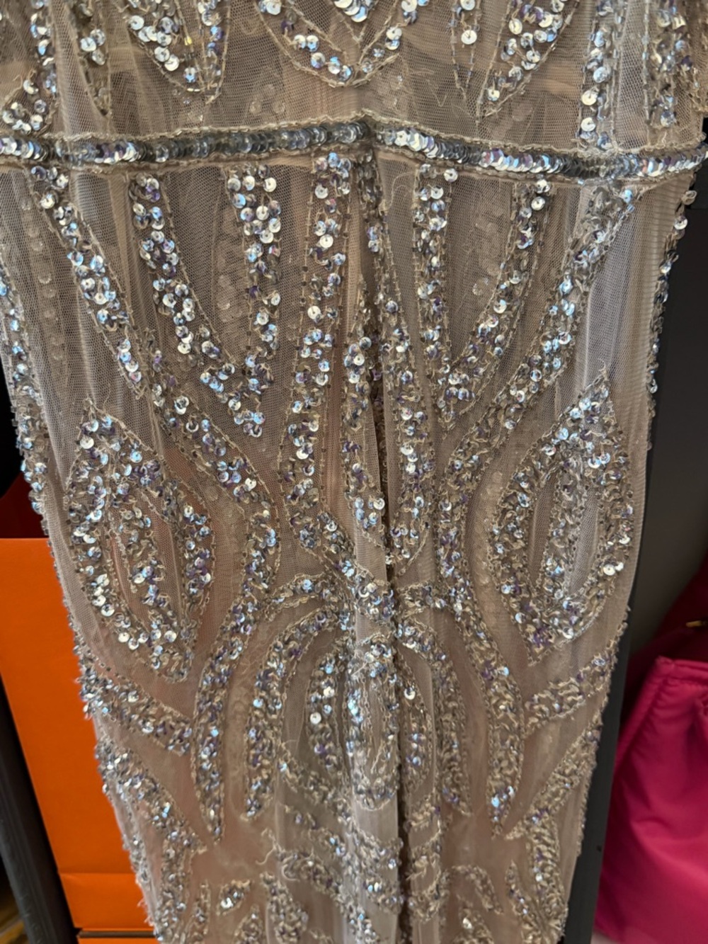 Embellished Nude Plunge Jumpsuit 
Sequin Plunge - Picture 4 of 6